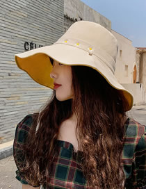 Fashion Rice + Yellow Daisy Fisherman Hat With Big Edge Embroidery On Both Sides