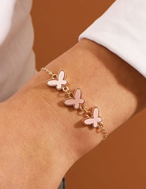 Fashion Pink Butterfly Resin Alloy Adjustable Bracelet