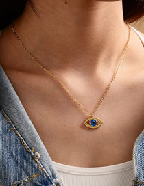Fashion Royal Blue Eyes Gold-plated Oil Drop Eyes And Diamond Hollow Bead Necklace