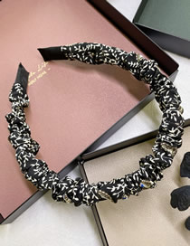 Fashion Floral Black Leopard Flower Print Pleated Bubble Satin Fabric Headband