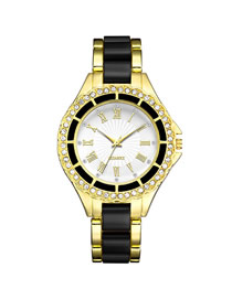 Fashion Black Diamond Quartz Acrylic Quartz Watch
