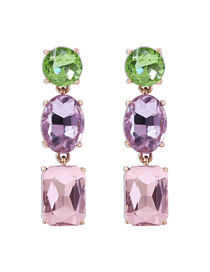 Fashion Color Geometric Shape Decorated Diamond Earrings
