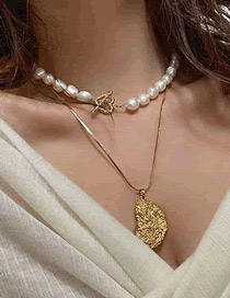 Fashion Golden Pearl Alloy Geometric Multilayer Necklace