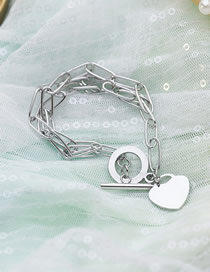 Fashion Silver Love Ot Thick Chain Multi-layer Bracelet