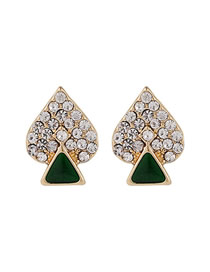 Fashion Golden Love Diamond Drop Oil Alloy Earrings