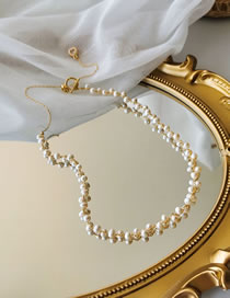 Fashion Necklace Irregular Handmade Pearl Braided Alloy Bracelet Necklace