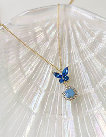 Fashion Blue Butterfly Shape Decorated Diamond Necklace