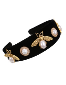 Fashion Golden Fabric Alloy Pearl Bee Headband