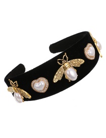 Fashion Golden Cloth Alloy Love Pearl Bee Headband