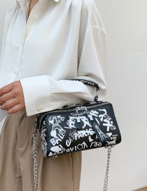 Fashion Black Chain Printed Shoulder Bag