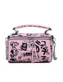 Fashion Pink Chain Printed Shoulder Bag