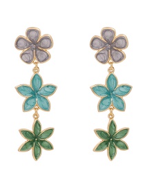 Fashion Green Dropped Flower Alloy Contrast Earrings