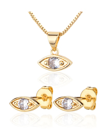 Fashion Golden Eye Gold-plated Earring Necklace Set