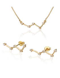 Conjunto De Collar De Aretes De Diamantes Chapados En Oro De Constellation