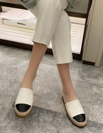 Fashion White Fisherman's Flat Heel Thick-bottomed Baotou Hit Color Half Slippers