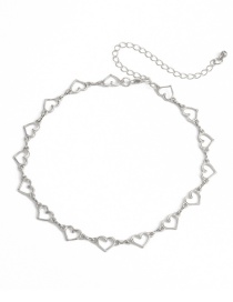 Fashion White K Hollow Geometric Small Love Chain Single Layer Necklace