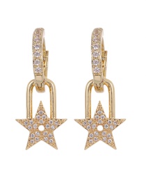 Fashion Golden Copper-inlaid Zircon Five-pointed Star Stud Earrings