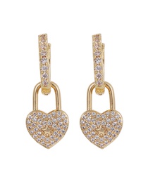 Fashion Golden Copper-set Zircon Love Stud Earrings