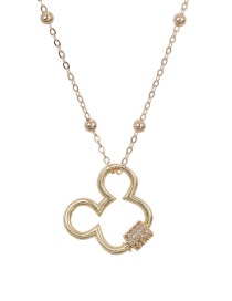 Fashion Golden Copper-inlaid Zircon Mickey Necklace