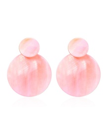 Fashion Pink Geometric Round Shell Earrings