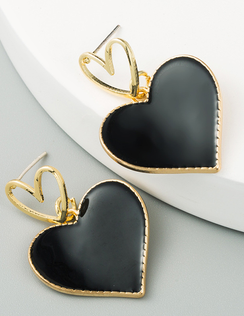 Fashion Black Love Dropping Hollow Alloy Earrings