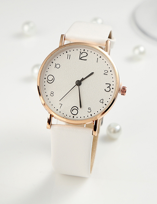 Fashion White Ultra-thin Pu Strap Ladies Quartz Watch