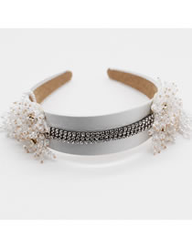 Fashion White Crystal Fringed Diamond-encrusted Headband