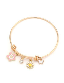 Fashion Golden Dripping Butterfly Small Flower Circle Alloy Bracelet
