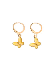 Fashion Yellow Dripping Butterfly Alloy Earrings