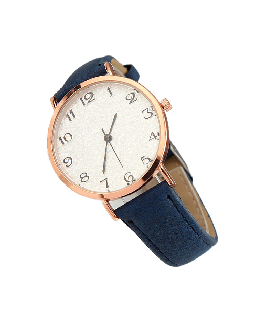 Fashion Navy Blue Ultra-thin Frosted Belt Quartz Watch