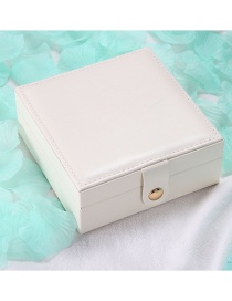 Fashion White Single Layer Pu Portable Jewelry Earring Ring Jewelry Box