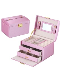 Fashion Rain Silk Purple Pu Leather Drawer Jewelry Box
