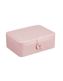 Fashion Pink Pu Double-layer Large-capacity Jewelry Box