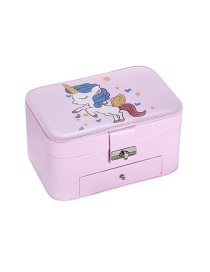 Fashion Pink Printed Double-layer Large-capacity Portable Jewelry Box