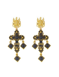 Fashion Golden Cross Pearl Gemstone Alloy Earrings