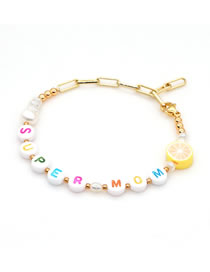 Fashion Lemon Natural Freshwater Pearl Gold Chain Smiley Alphabet Alloy Bracelet