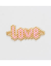 Fashion Alphabet Pink Rice Beads Weave Geometric Pattern Accessories