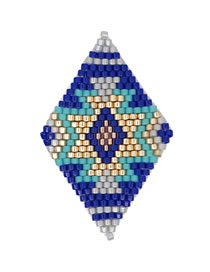 Fashion Diamond Royal Blue Rice Beads Weave Geometric Pattern Accessories