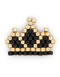 Fashion Crown Black Rice Beads Weave Geometric Pattern Accessories
