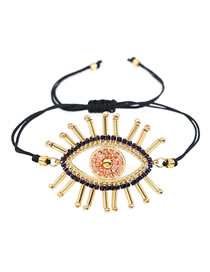 Fashion Golden Eyes Handmade Rice Beads Woven Eyes Natural Shell Bracelet Set