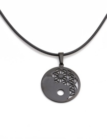 Fashion Grab The Black Stainless Steel Gossip Pendant Hollow Necklace