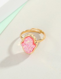 Fashion Pink Bergamot Imitation Natural Stone Palm Alloy Adjustable Ring
