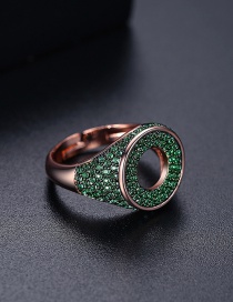 Fashion Green Diamond-cut Geometric Openwork Adjustable Open Ring