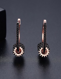 Fashion Black Zirconium Copper-inlaid Zirconium Geometric Cylindrical Earrings