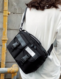 Fashion Black Mortise Lock Multi-pocket Letter Shoulder Bag
