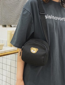 Fashion Black Bear Embroidered Canvas Shoulder Bag