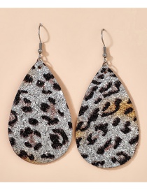 Fashion Leopard Print Drop-shaped Leaf Leopard Print Sequined Double-sided Leather Earrings