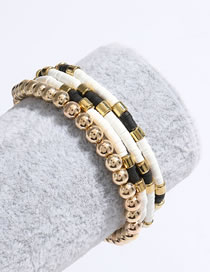 Fashion Black And White Colorful Soft Ceramic Round Beads Braided Multi-layer Bracelet