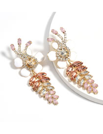 Fashion Gold Pink Diamond Alloy Earrings