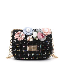 Fashion Flower Section-black Flower Lock Chain Child Shoulder Messenger Bag